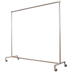 Vintage Rolling Clothing Rack, Garment Coat Stand with Cast Iron Bubble Fittings