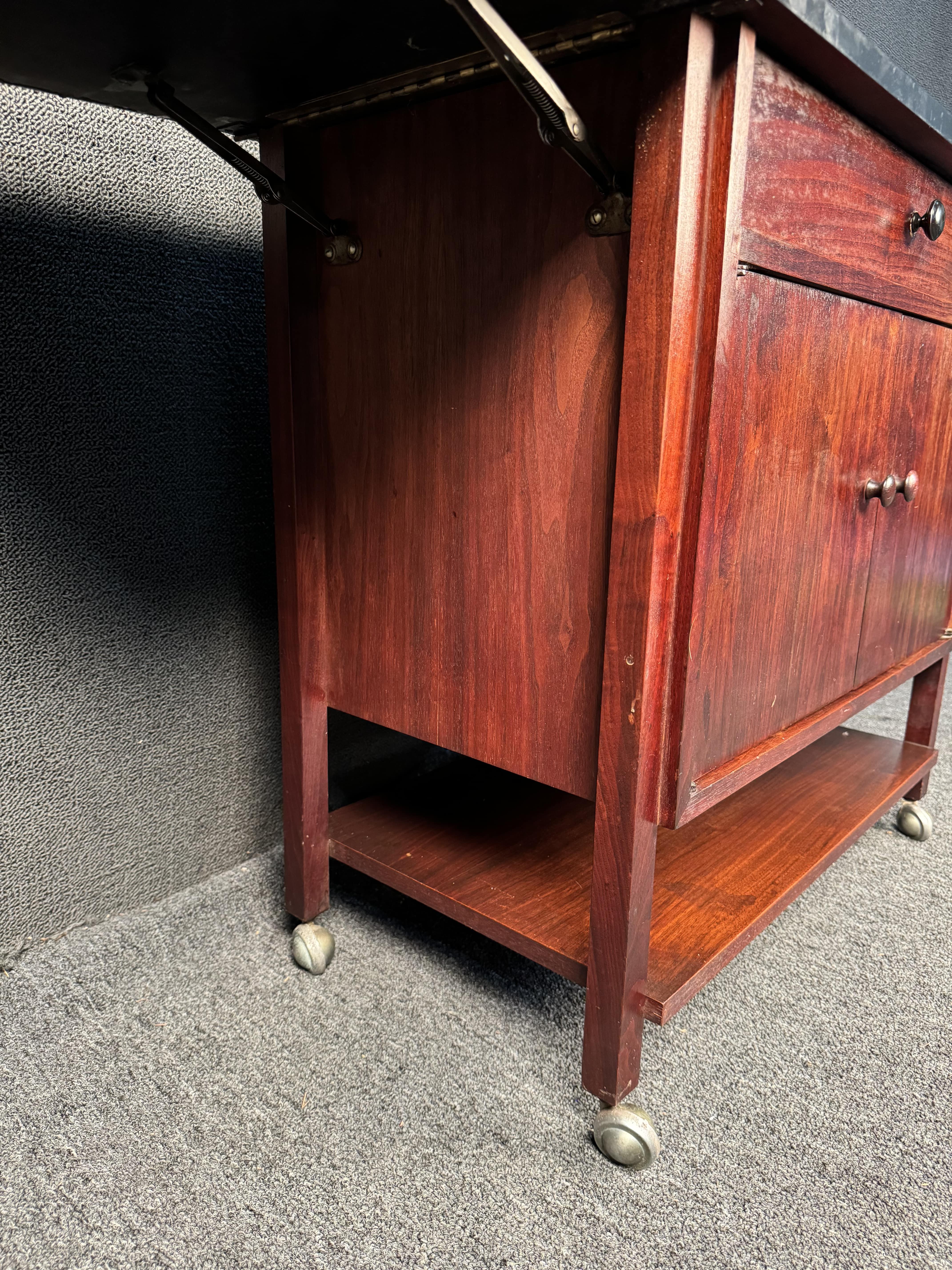 Vintage Rolling Drop Leaf Bar Cart For Sale 6