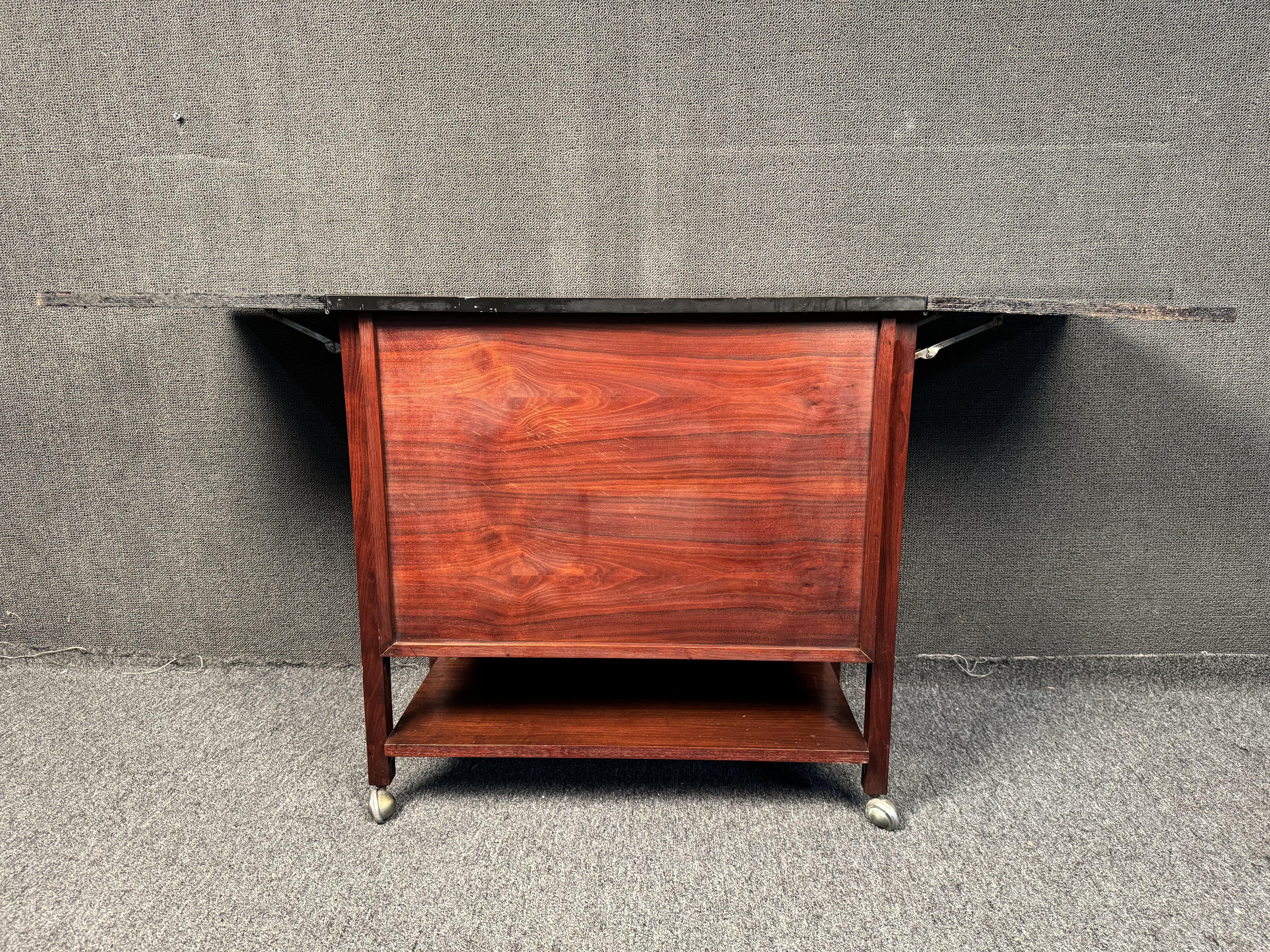 Vintage Rolling Drop Leaf Bar Cart For Sale 7