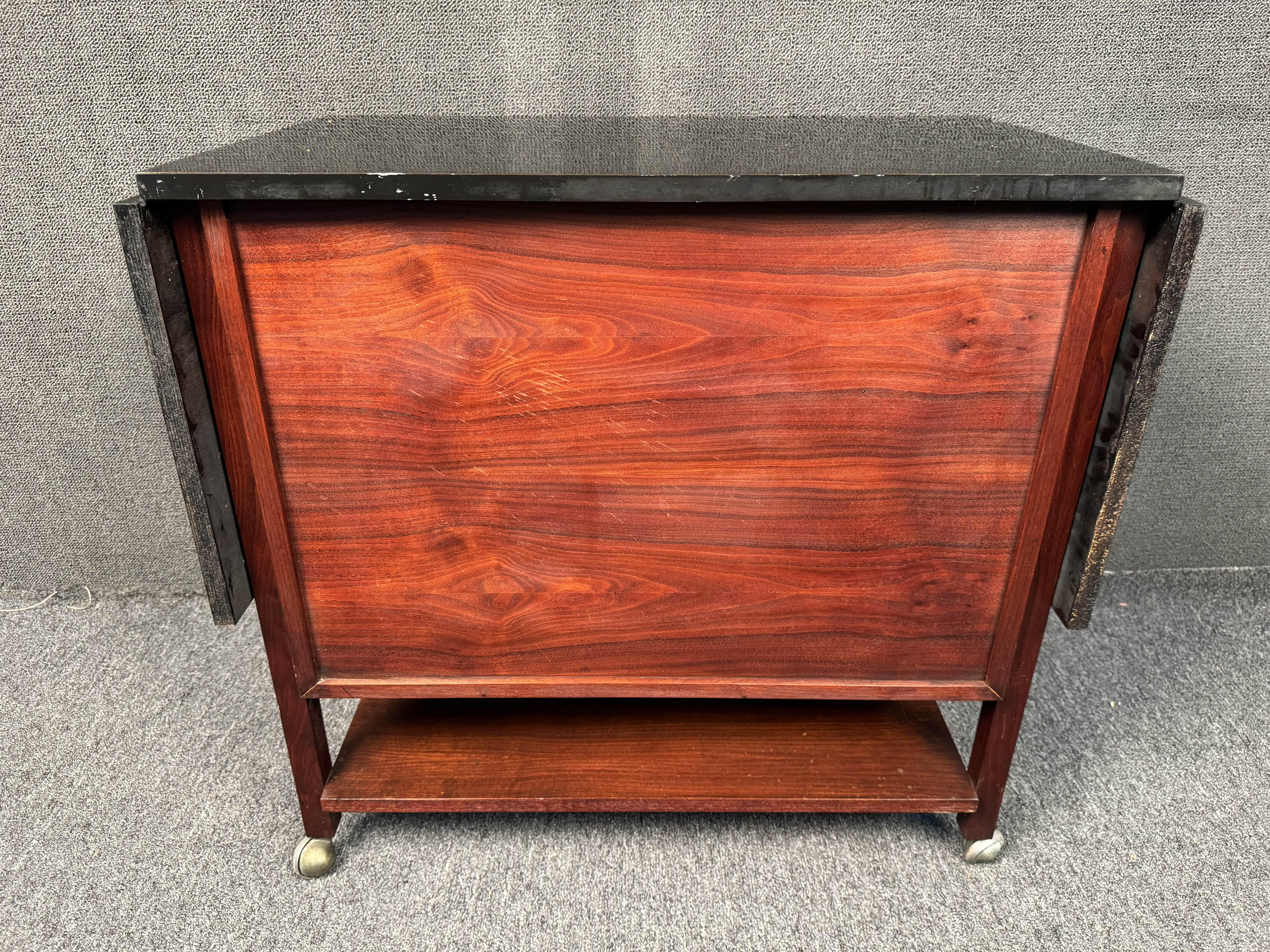 Vintage Rolling Drop Leaf Bar Cart For Sale 8