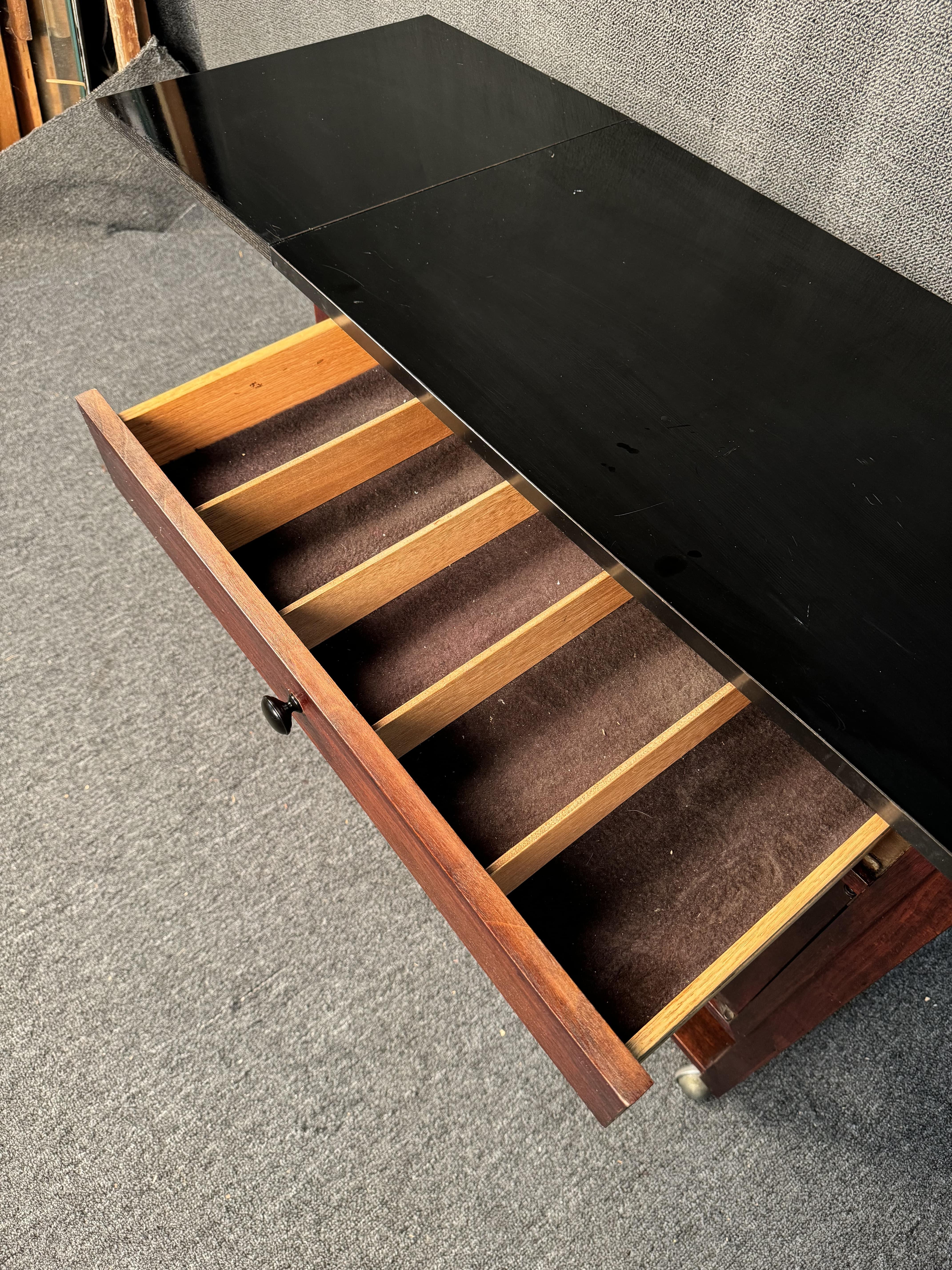 Vintage Rolling Drop Leaf Bar Cart For Sale 3