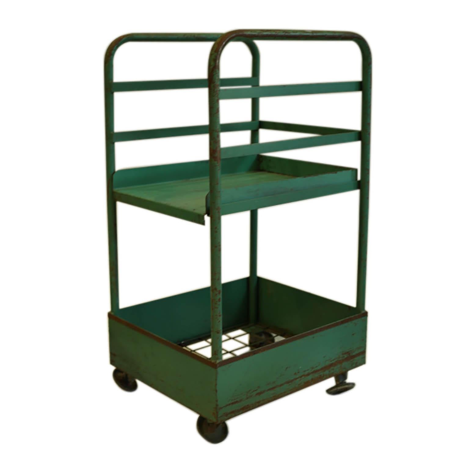 Vintage Rolling Factory Cart With Removable Tray Circa 1940s For Sale At 1stdibs