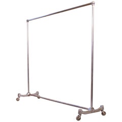Vintage Rolling Garment Rack, Clothing Coat Stand Art Deco