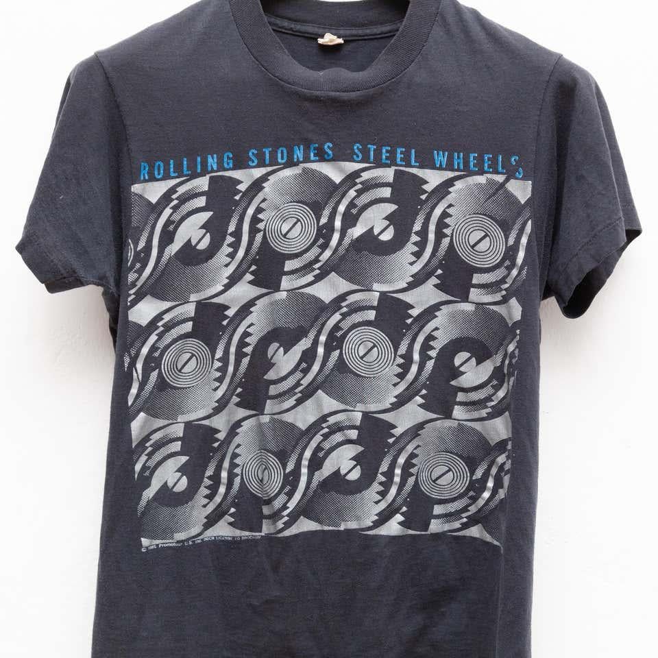 Rolling Stones Canadian Tour T-Shirt aus Stahl mit Rädern, 1989 (Stoff) im Angebot