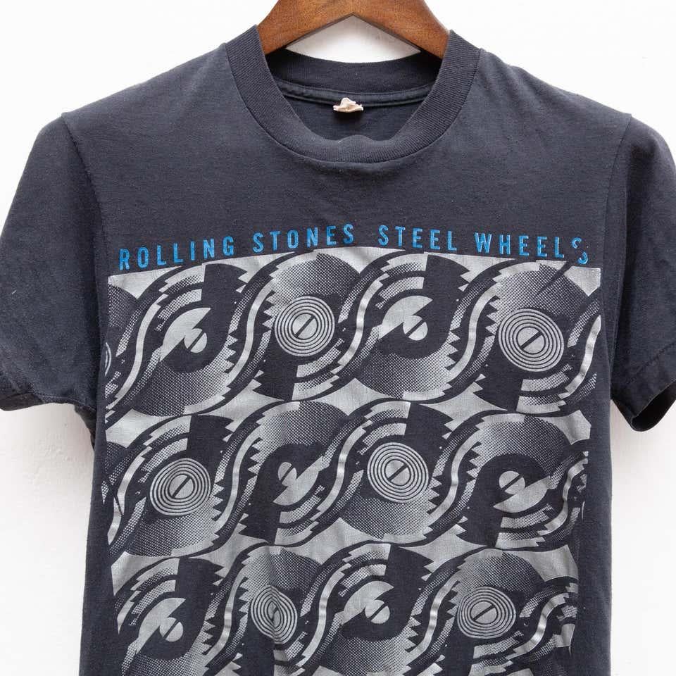 Fabric Vintage Rolling Stones 1989 Steel Wheels Canadian Tour T-Shirt For Sale