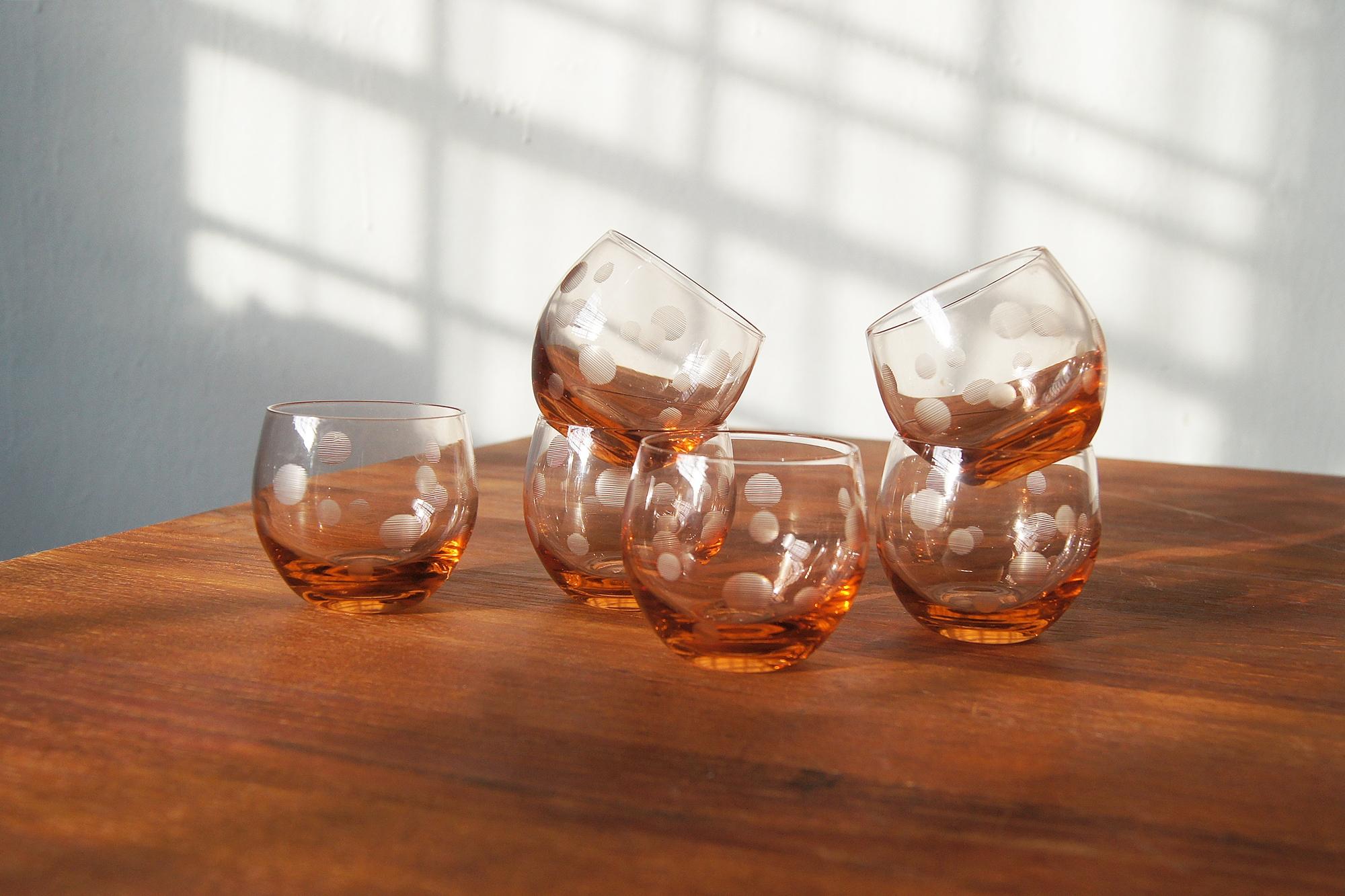 Cristal Verres Vintage Roly Poly, 1940s, Set of 6 en vente