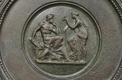 Vintage Roman Classical Style Figural Cast Iron Twin Handle Charger Dish