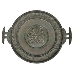 Vintage Roman Classical Style Figural Cast Iron Twin Handle Charger Dish