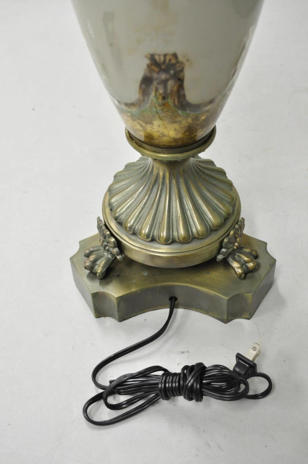 Lámpara de Sobremesa Neoclásica de Porcelana Gris Estilo Clásico Romano Vintage - Pareja en venta 4