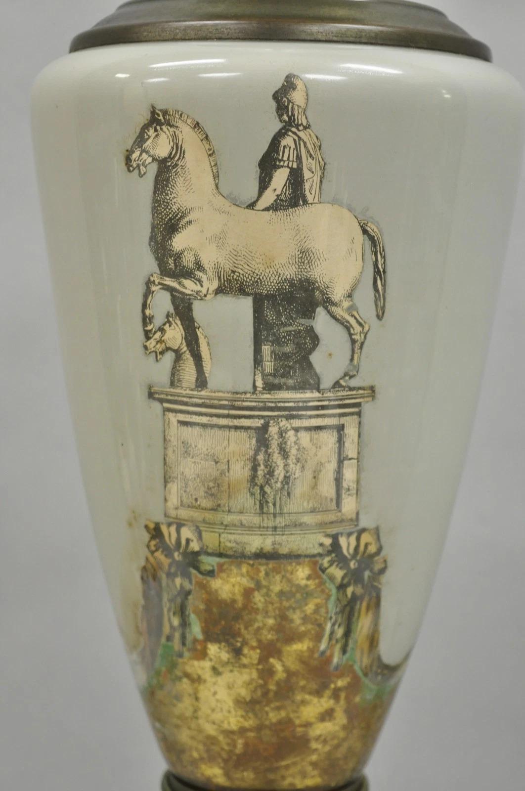 Lámpara de Sobremesa Neoclásica de Porcelana Gris Estilo Clásico Romano Vintage - Pareja Desconocido en venta