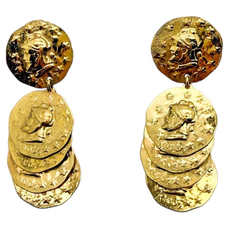 Vintage Roman Coin Dangle Earrings 1960s