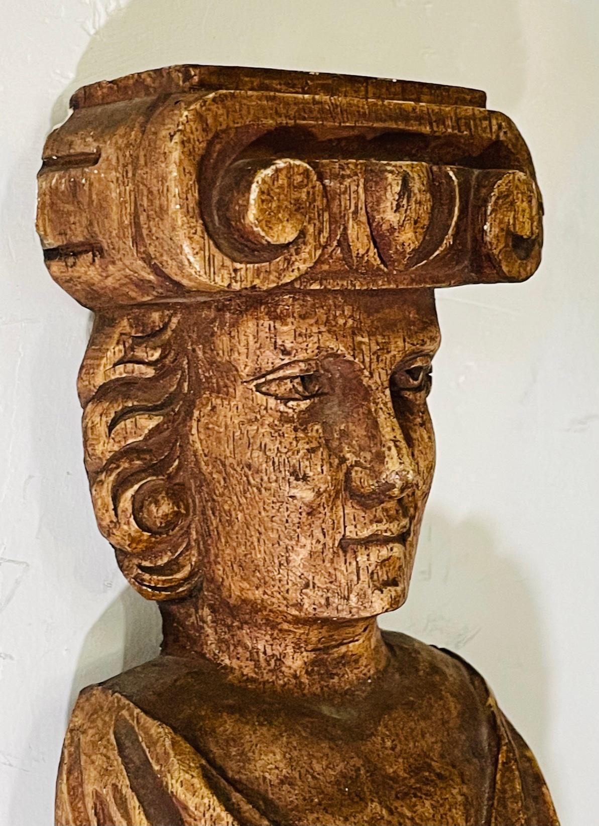 Vintage Roman Figural Wall Sculpture or Bracket, a Pair 5
