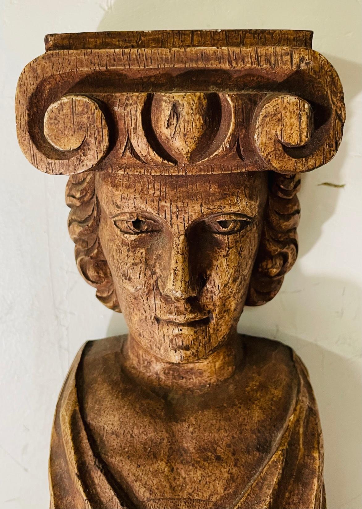 Vintage Roman Figural Wall Sculpture or Bracket, a Pair 1