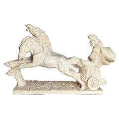 Chariot romain Quadriga vintage avec chevaux
