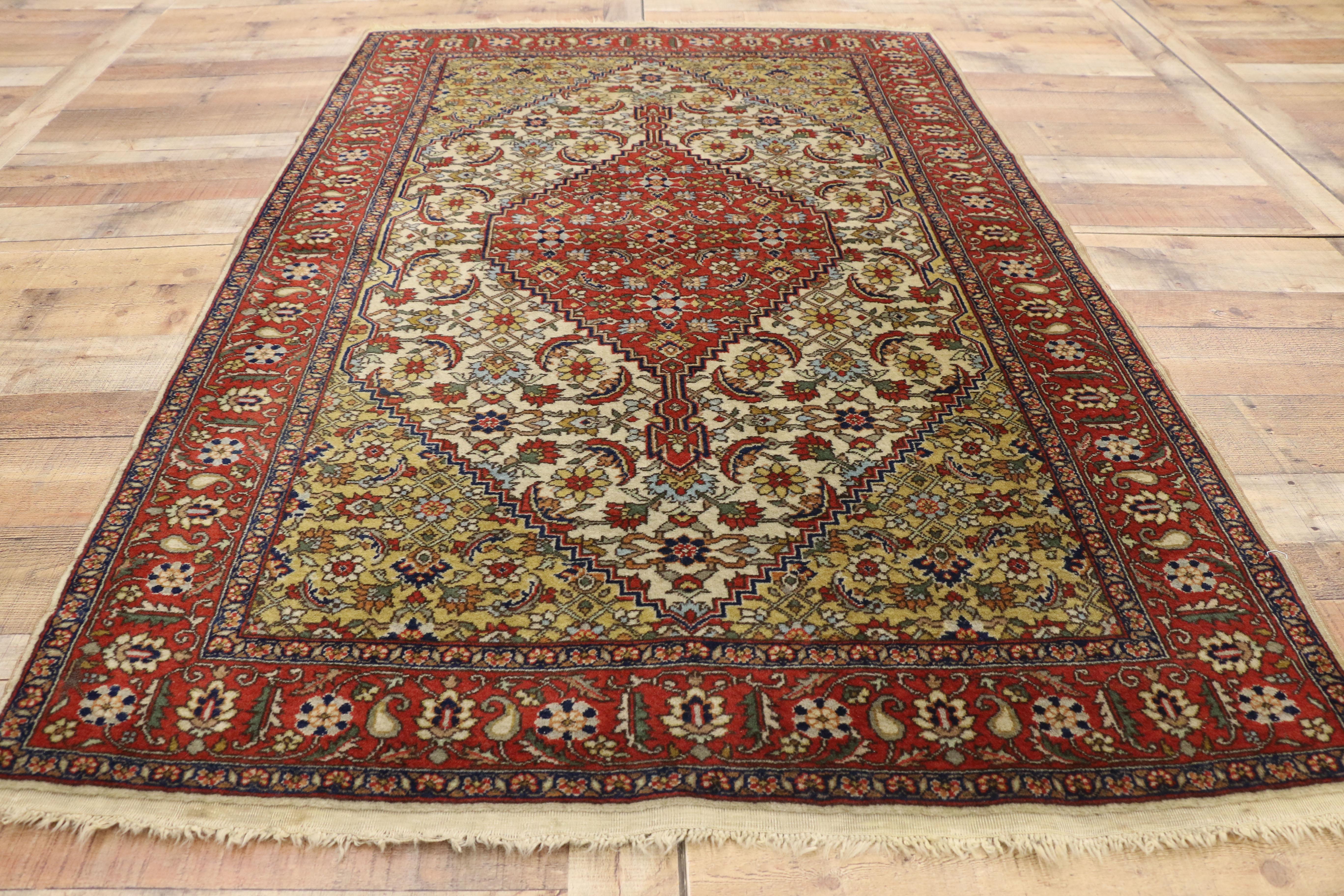 20th Century Vintage Romanian Accent Rug with Herati Mahi Fish Design For Sale