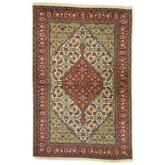 Vintage Romanian Accent Rug with Herati Mahi Fish Design