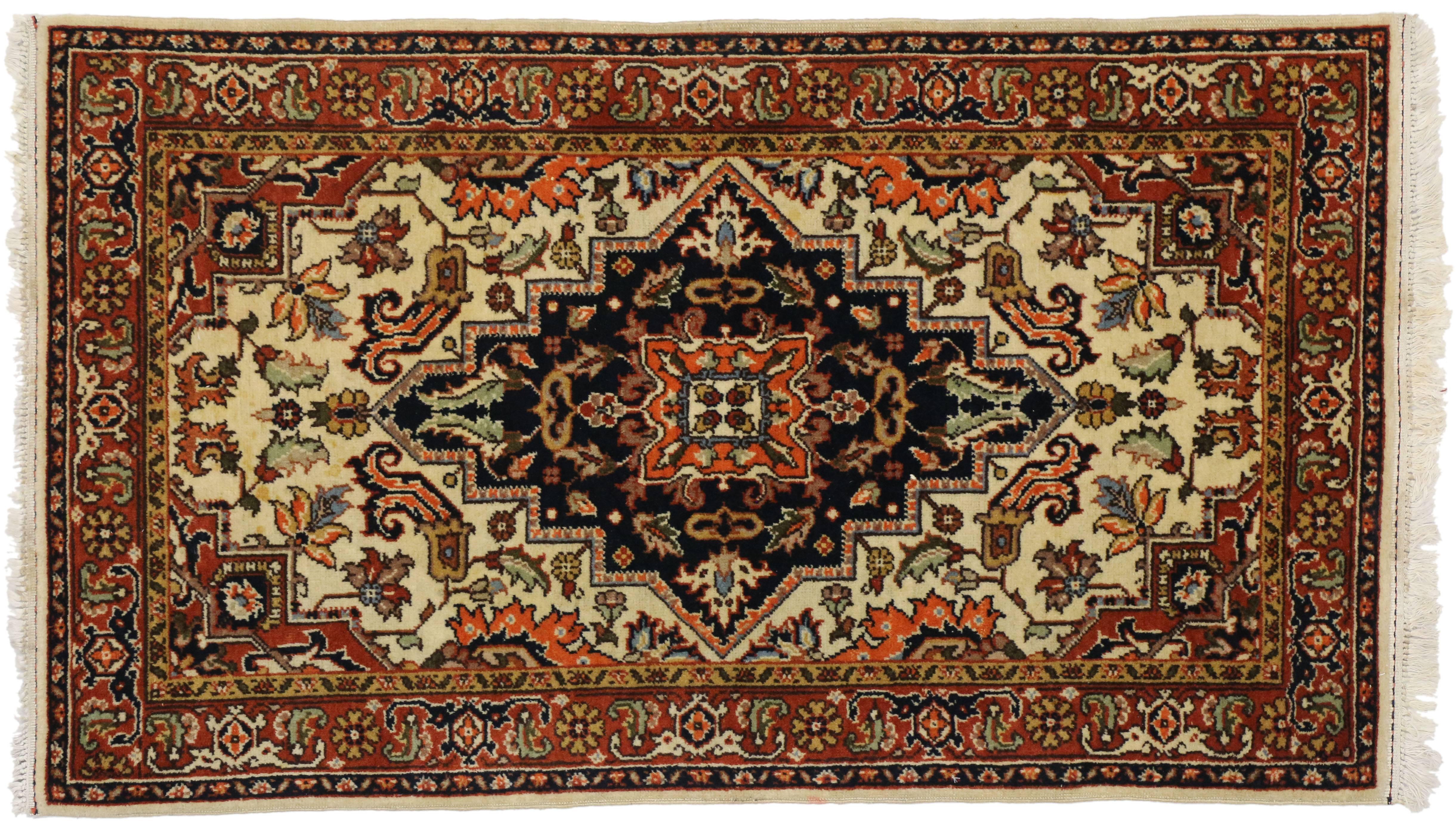20th Century Vintage Romanian Accent Rug with Rustic Style