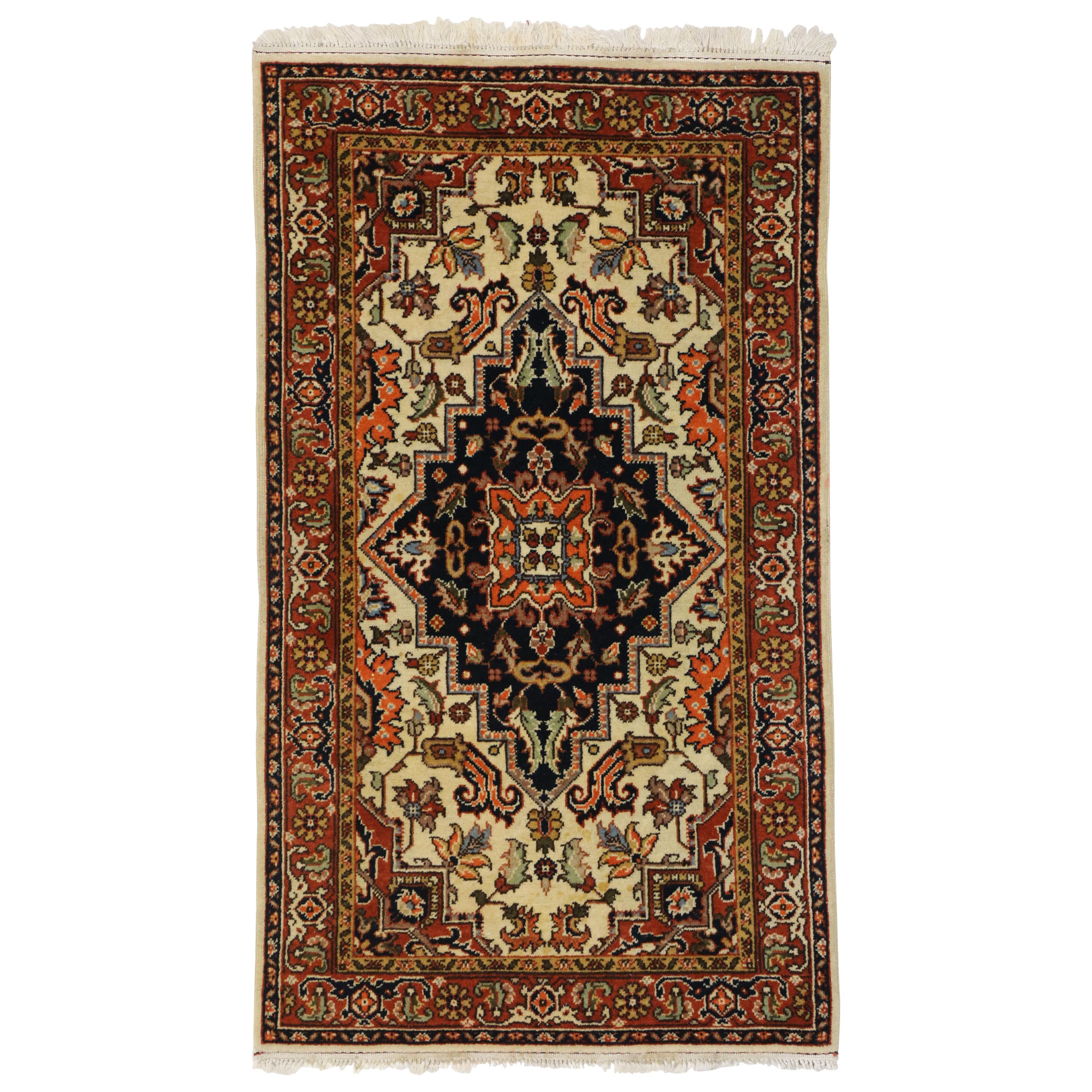 Vintage Romanian Accent Rug with Rustic Style