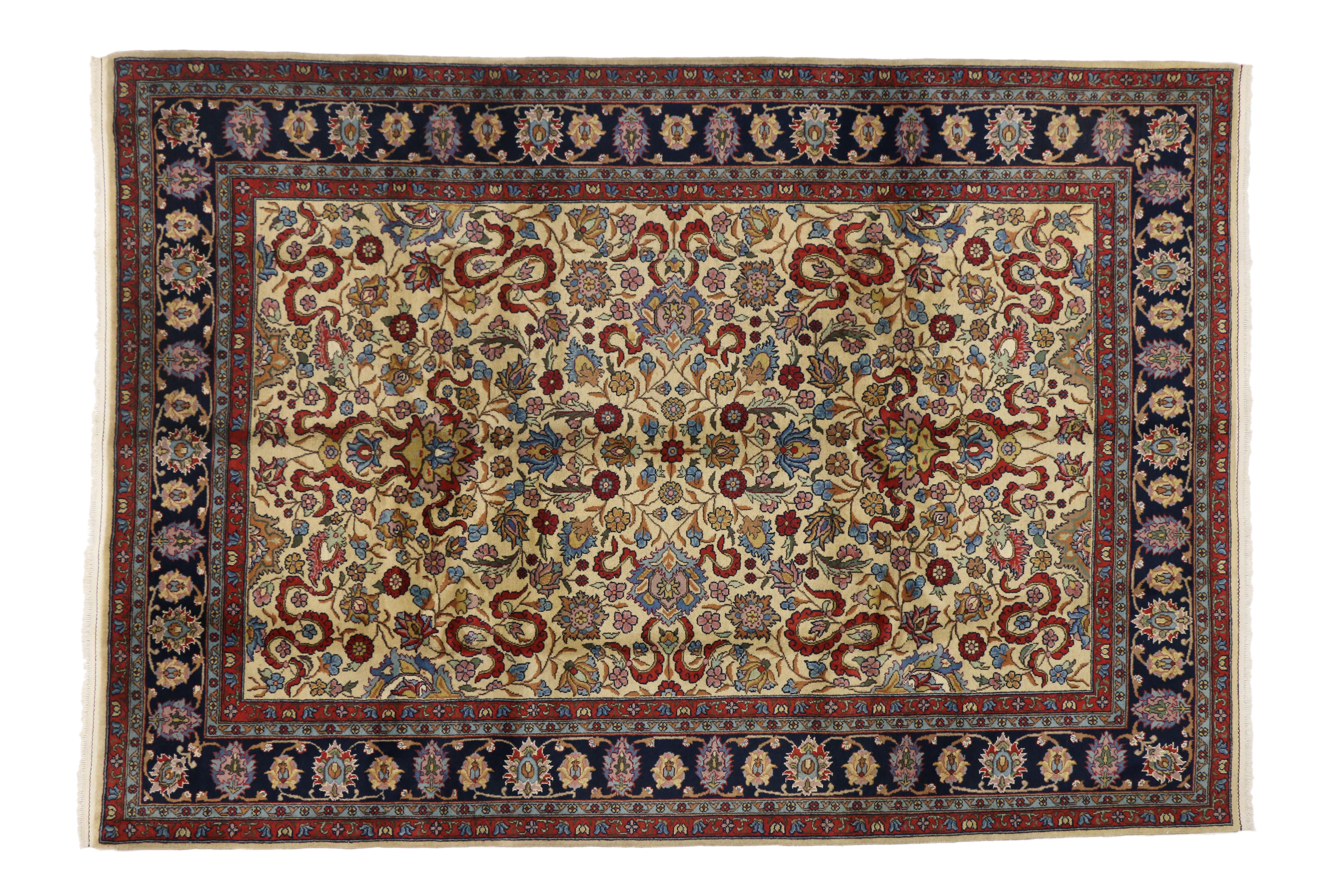 Hand-Knotted Vintage Romanian Area Rug with Cloudband Design For Sale