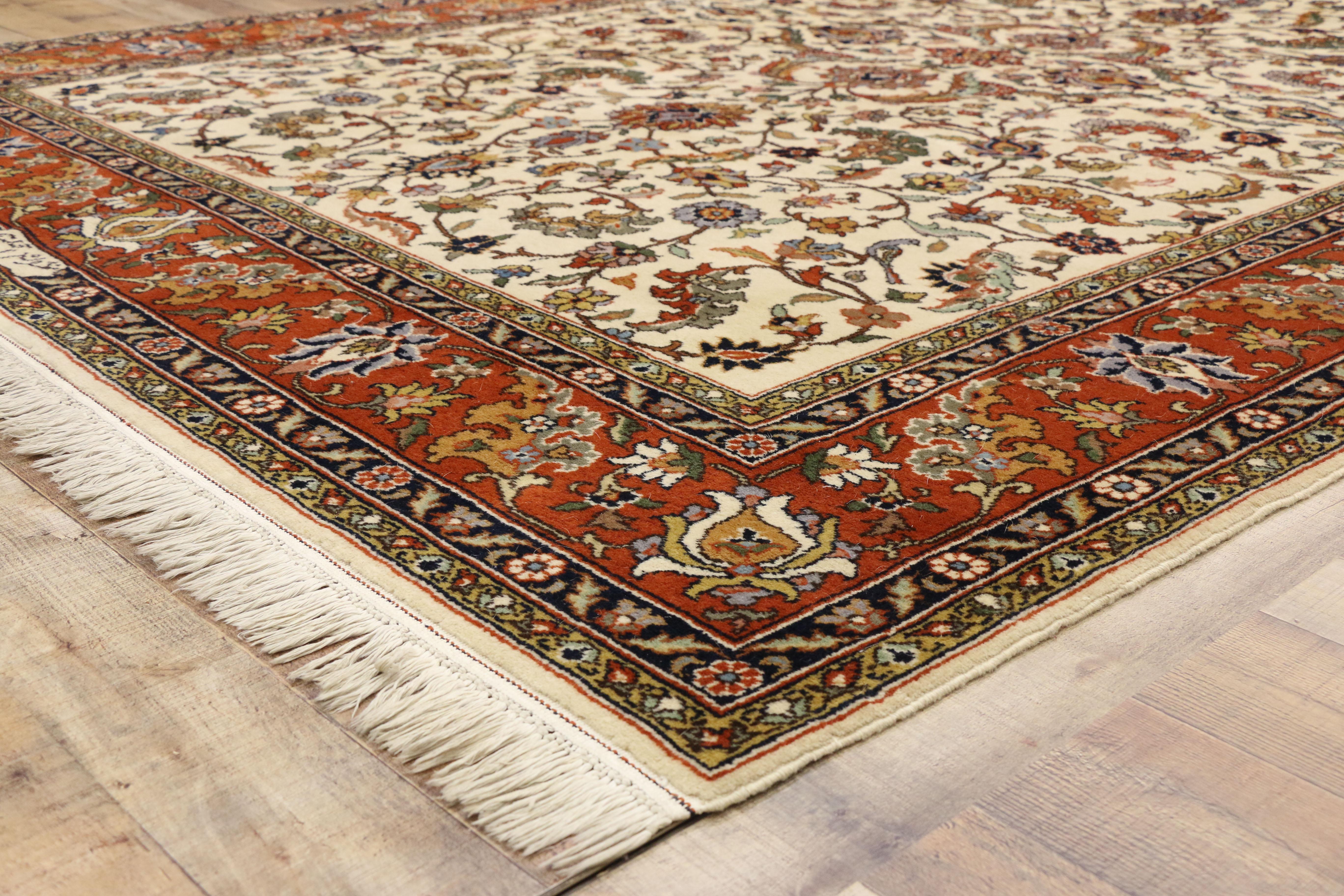 Modern Vintage Romanian Rug, Casual Elegance Meets Stylish Durability For Sale