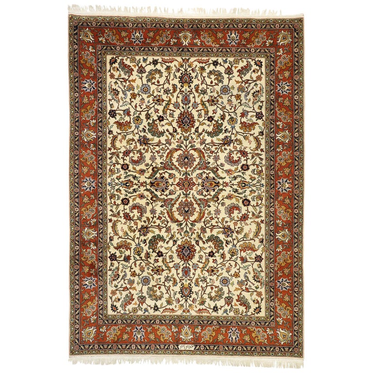 Vintage Romanian Area Rug With Old World Art Nouveau Country