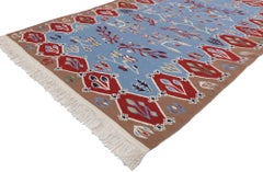 Vintage Romanian Bessarabian Kilim Rug with Folk Art Style