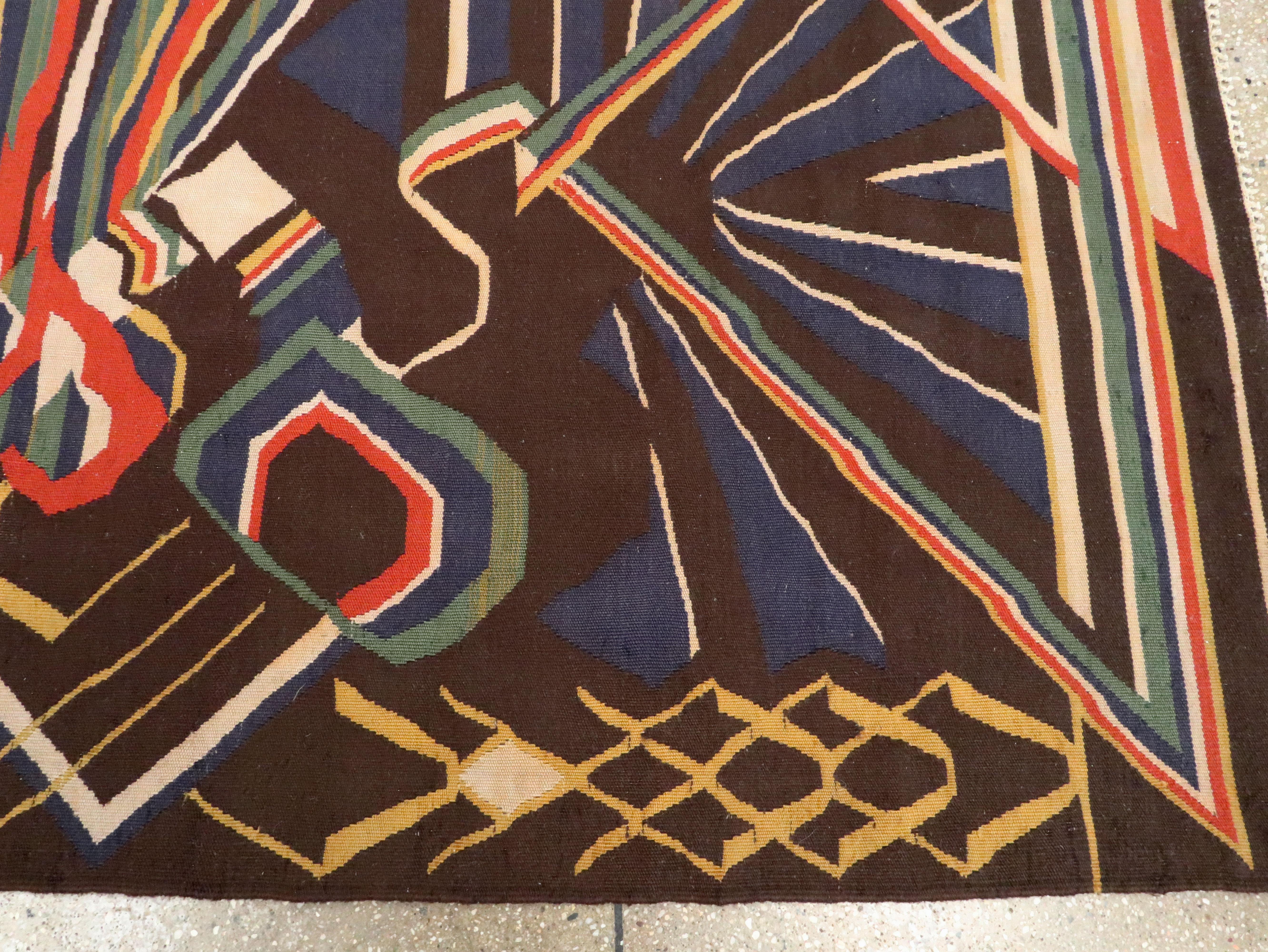 Alfombra rumana vintage de tejido plano en venta 3