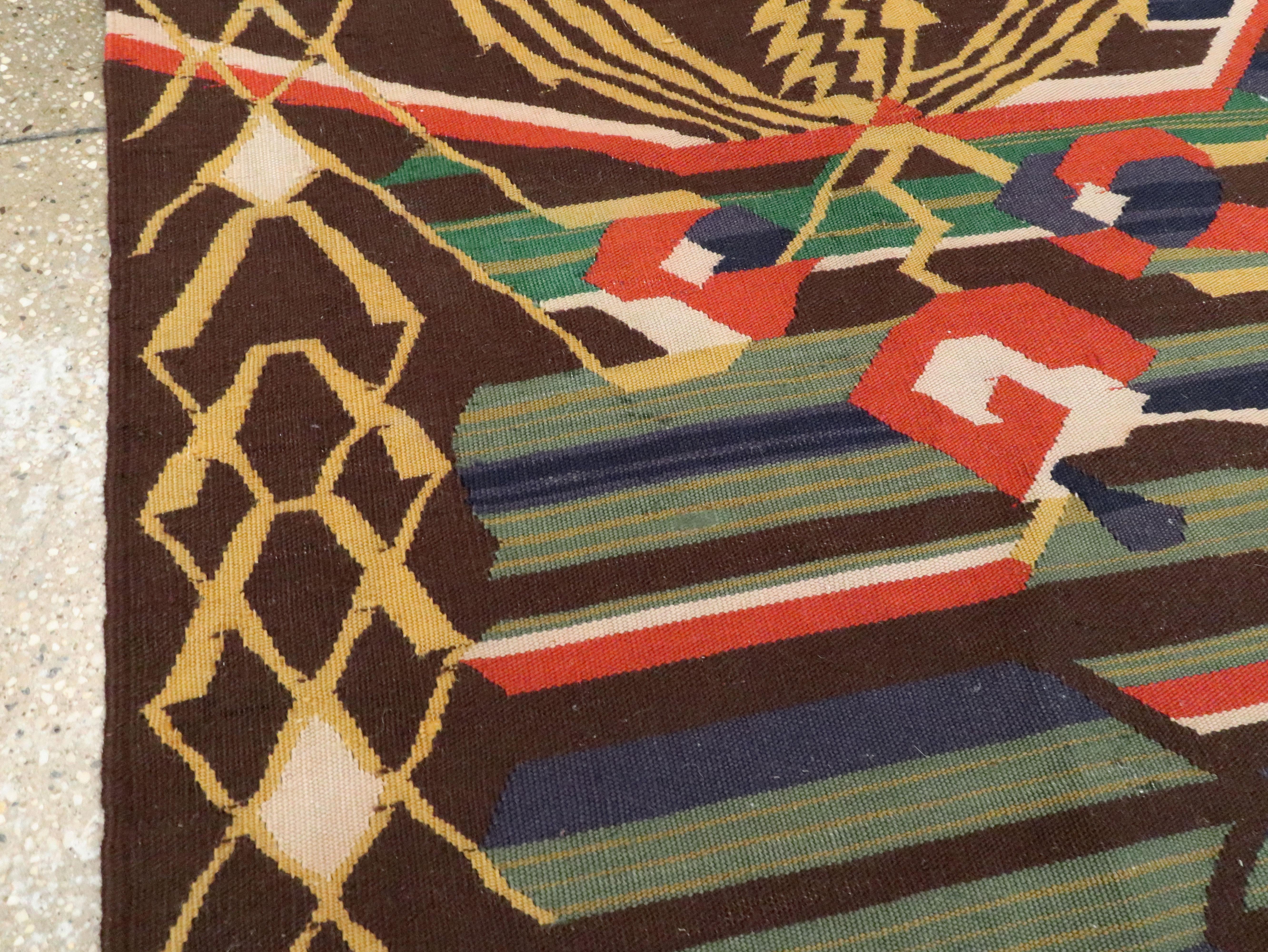 Alfombra rumana vintage de tejido plano Lana en venta