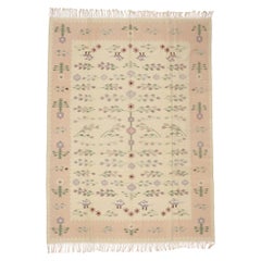 Vintage Romanian Floral Kilim Rug with French Cottage Style