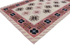 Vintage Romanian Geometric Kilim Rug with Modern Tribal Style