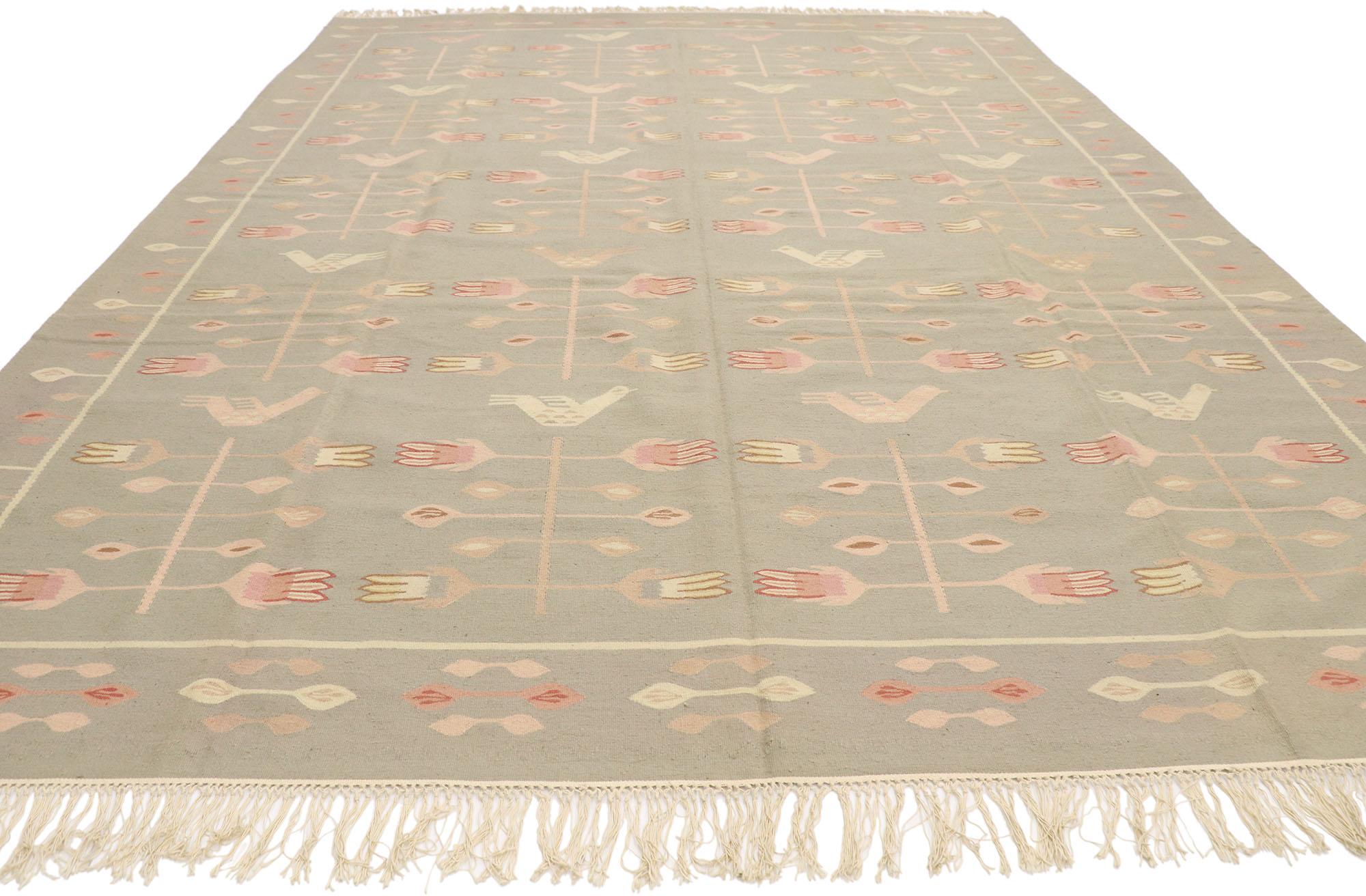 Hand-Woven Vintage Romanian Kilim Rug with Cottage Style For Sale