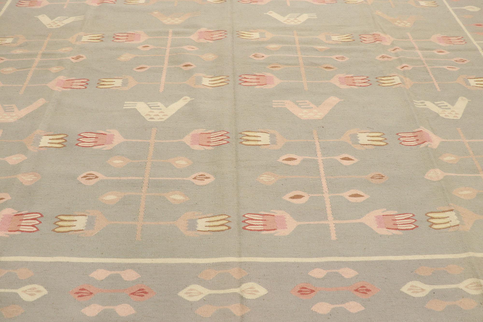 Alfombra Kilim rumana vintage de estilo rústico Tejido a mano en venta