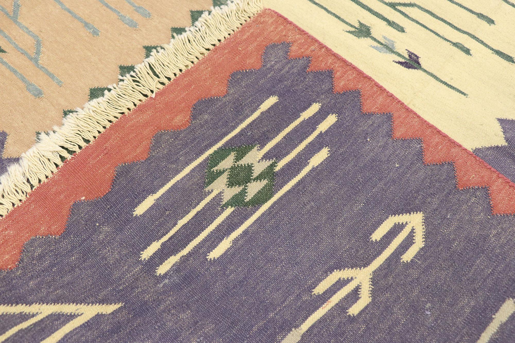 Hand-Woven Vintage Romanian Kilim Rug For Sale