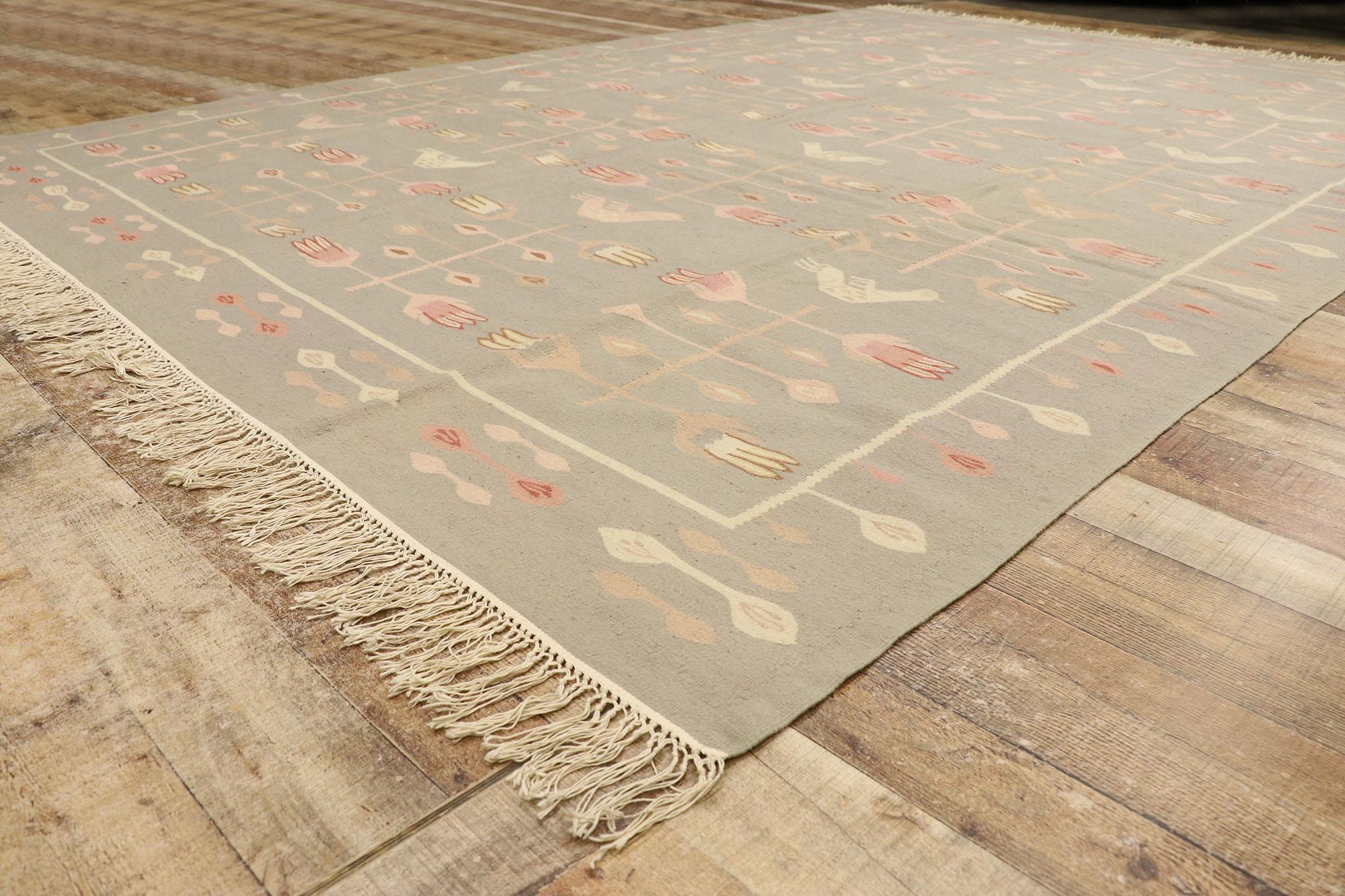 Wool Vintage Romanian Kilim Rug with Cottage Style For Sale