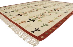Rug & Kilim rumeno d'epoca in stile Folk Art Cottage