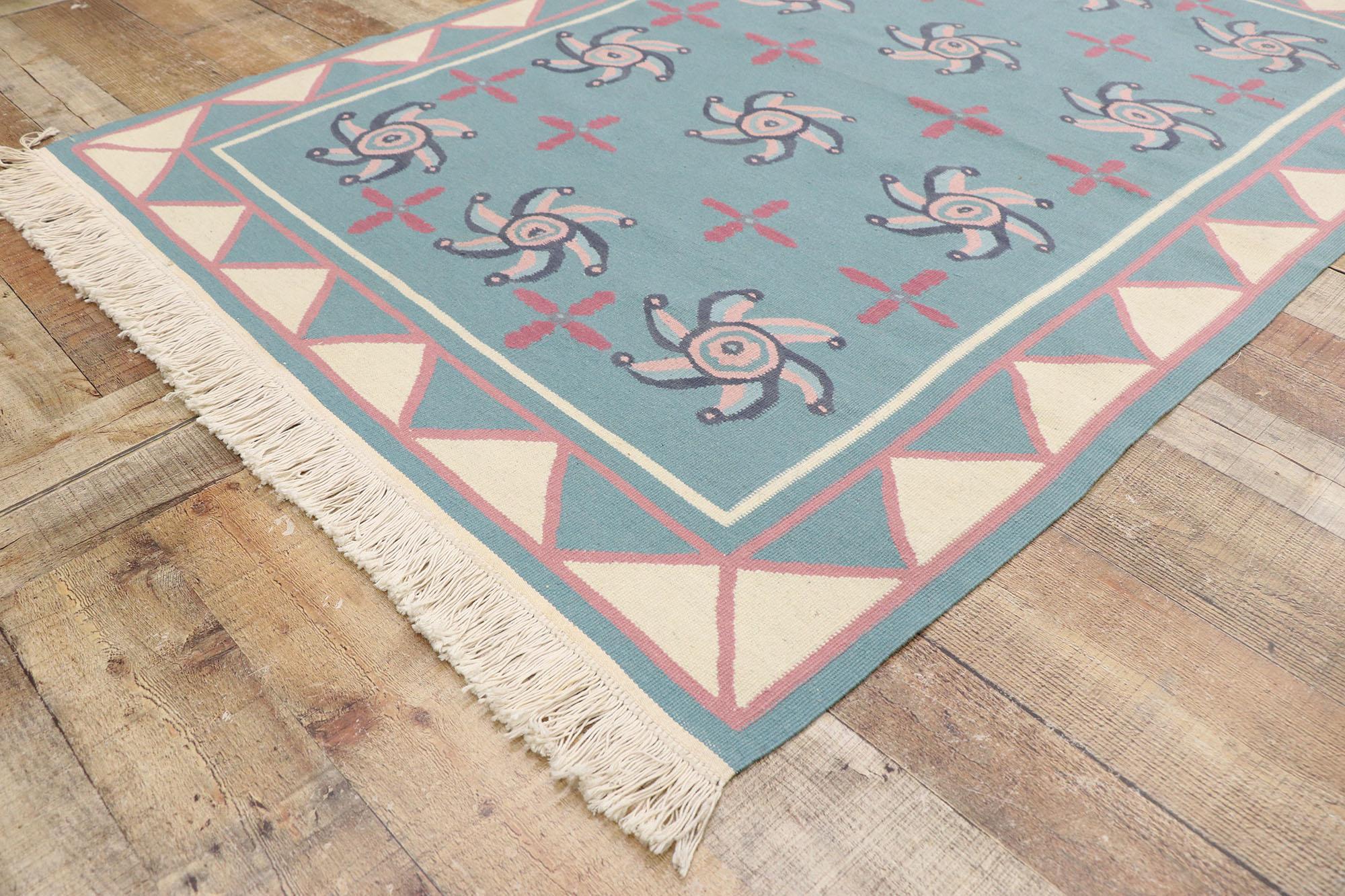 Rumänischer Vintage-Kelim-Teppich im Volkskunststil aus Rumänien (Wolle) im Angebot