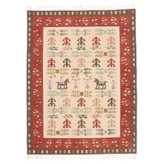 Vintage Romanian Kilim Rug with Folk Art Style