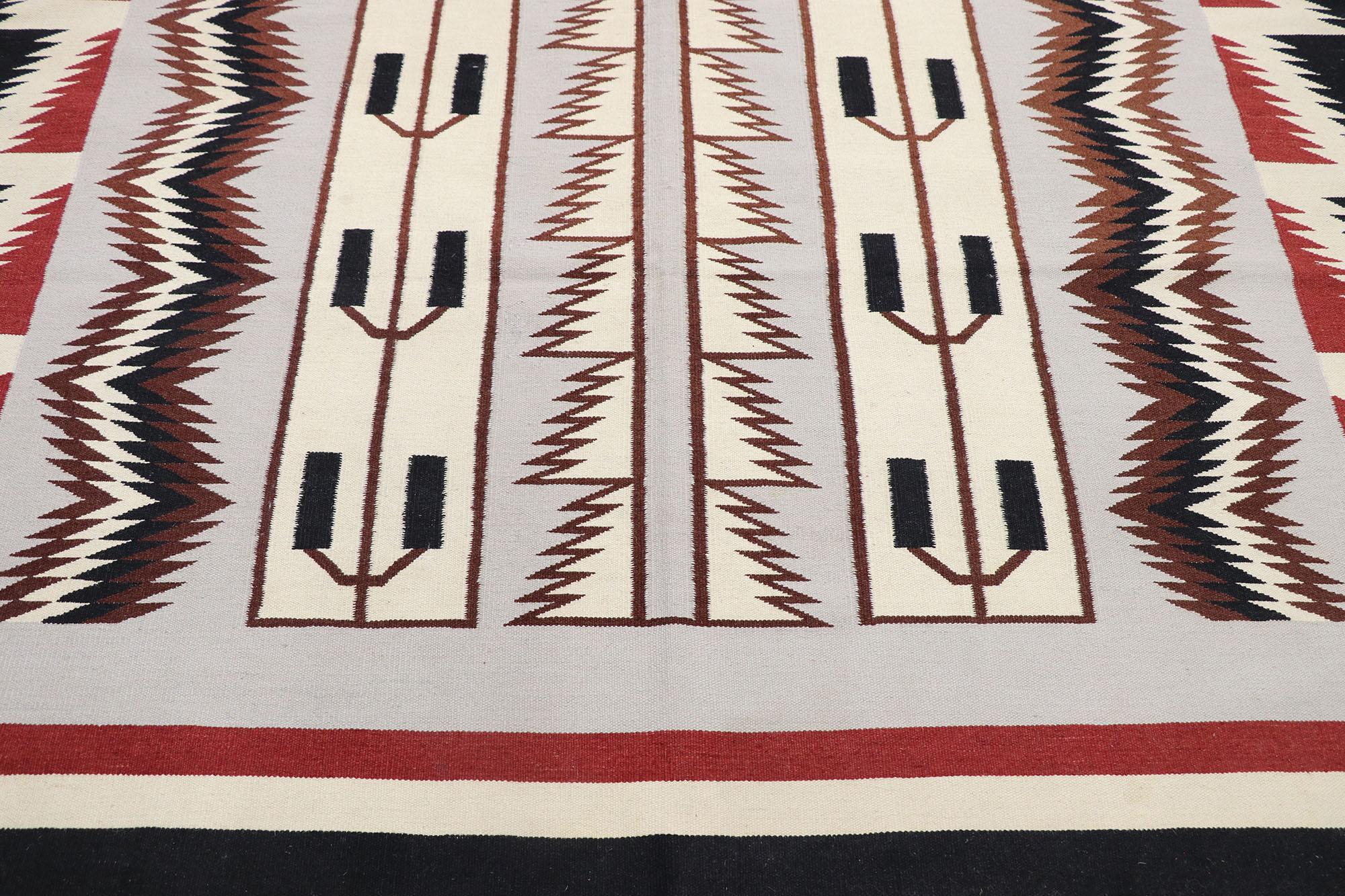 Vintage Romanian Kilim Rug with Two Grey Hills Tribal Style In Good Condition For Sale In Dallas, TX