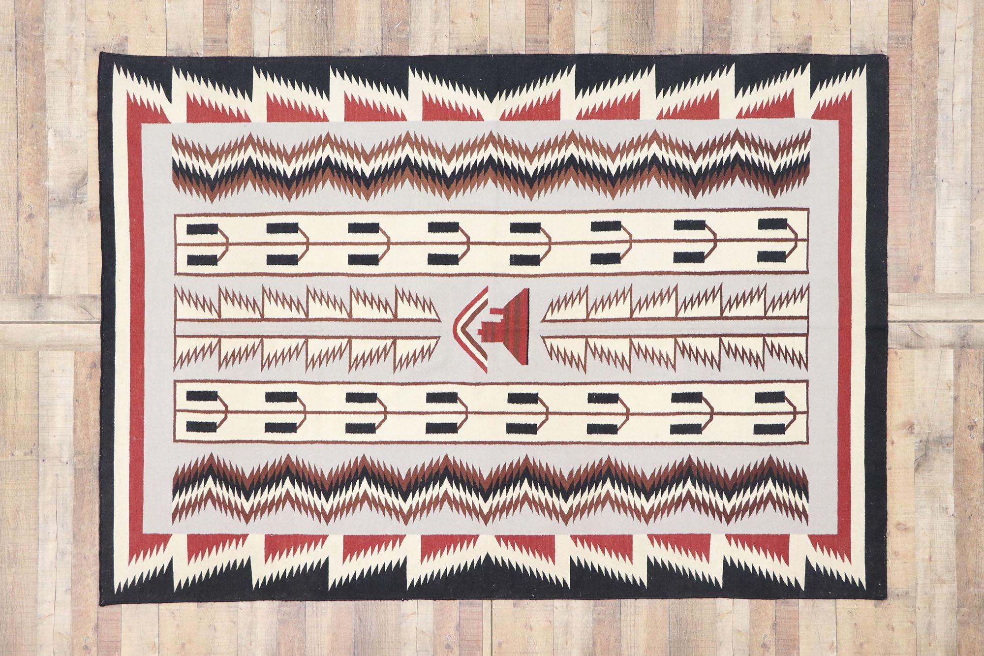 Vintage Romanian Kilim Rug with Two Grey Hills Tribal Style For Sale 2