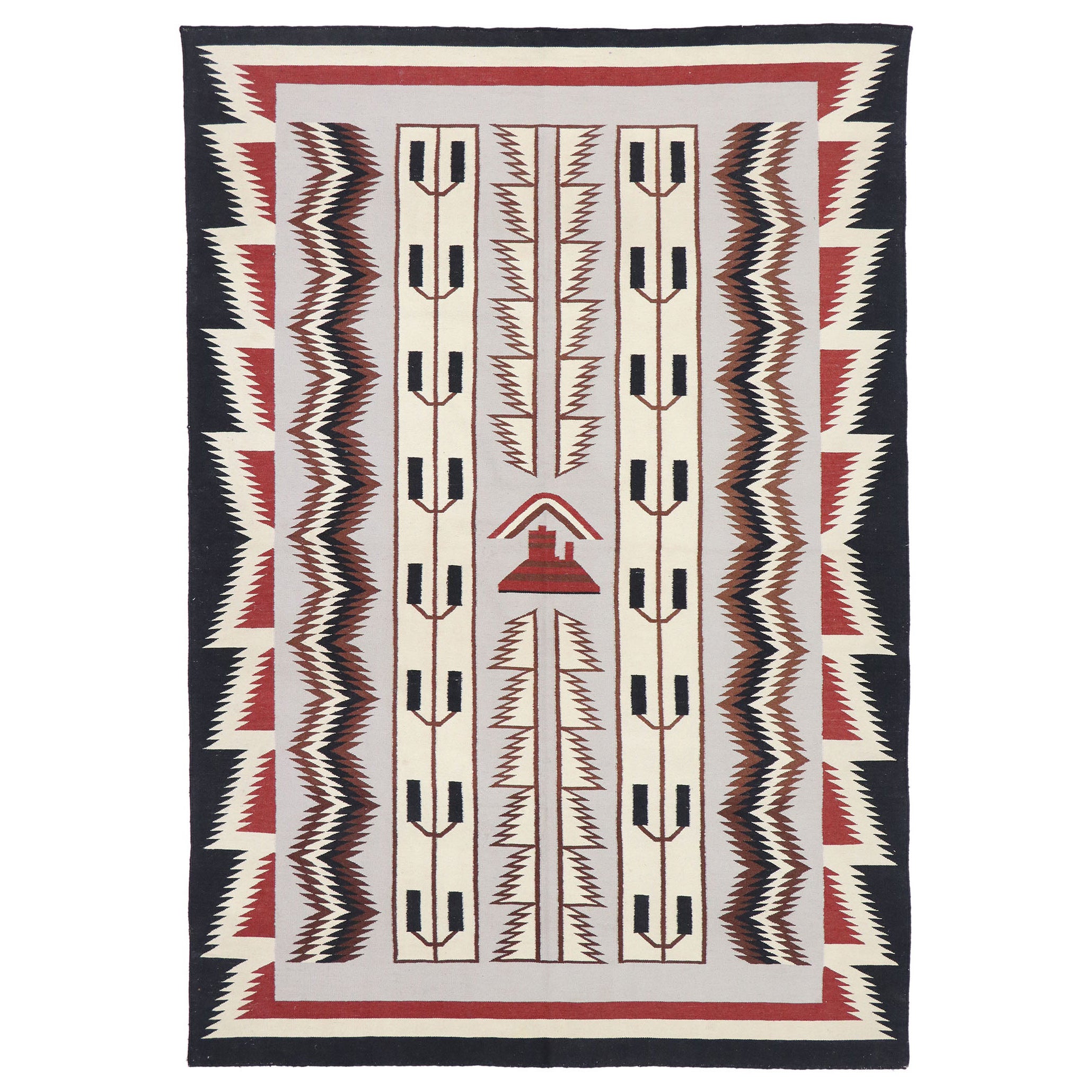 Tappeto Kilim rumeno vintage con due Grey Hills Stile tribale in vendita
