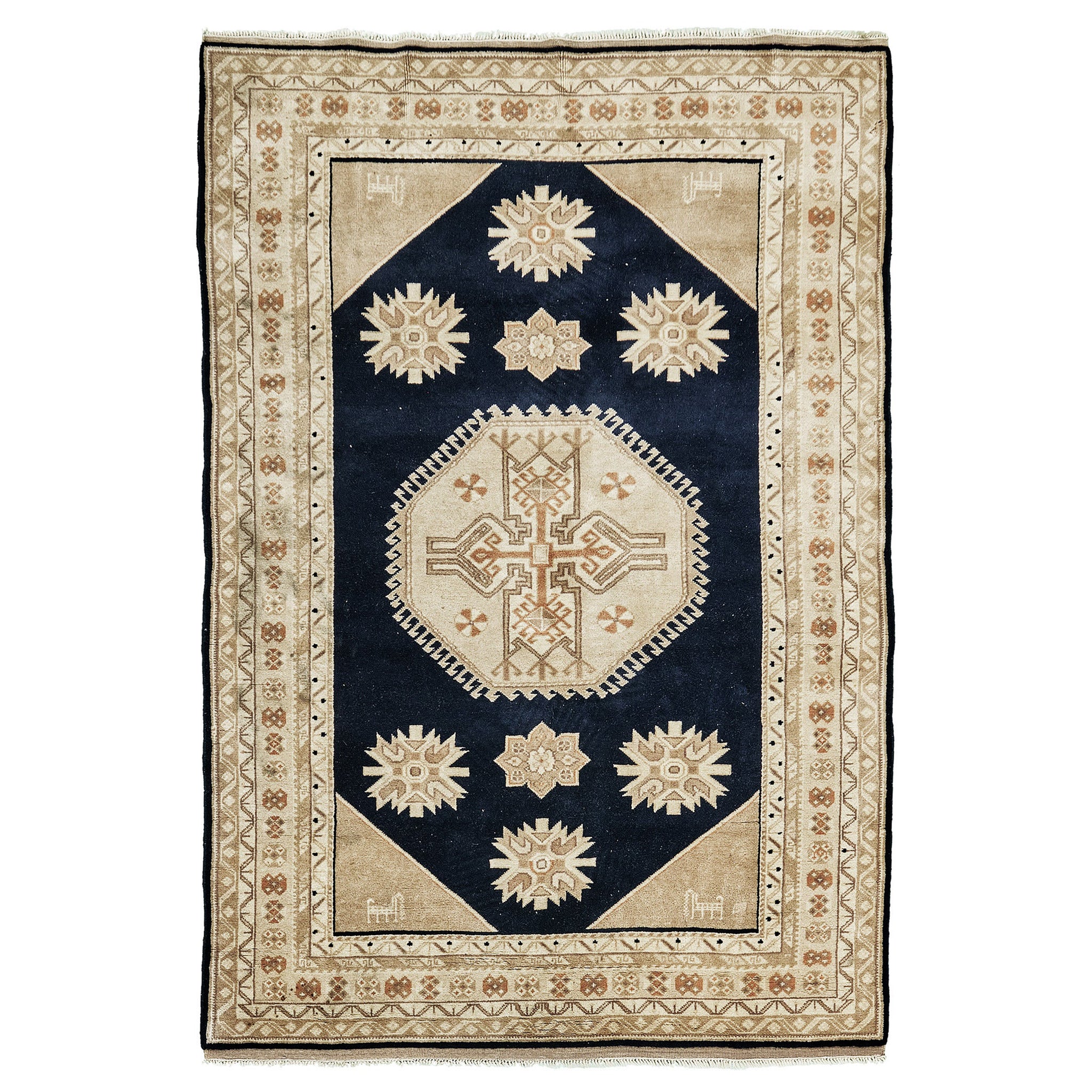 Alfombra rumana vintage con diseño de medallón en venta