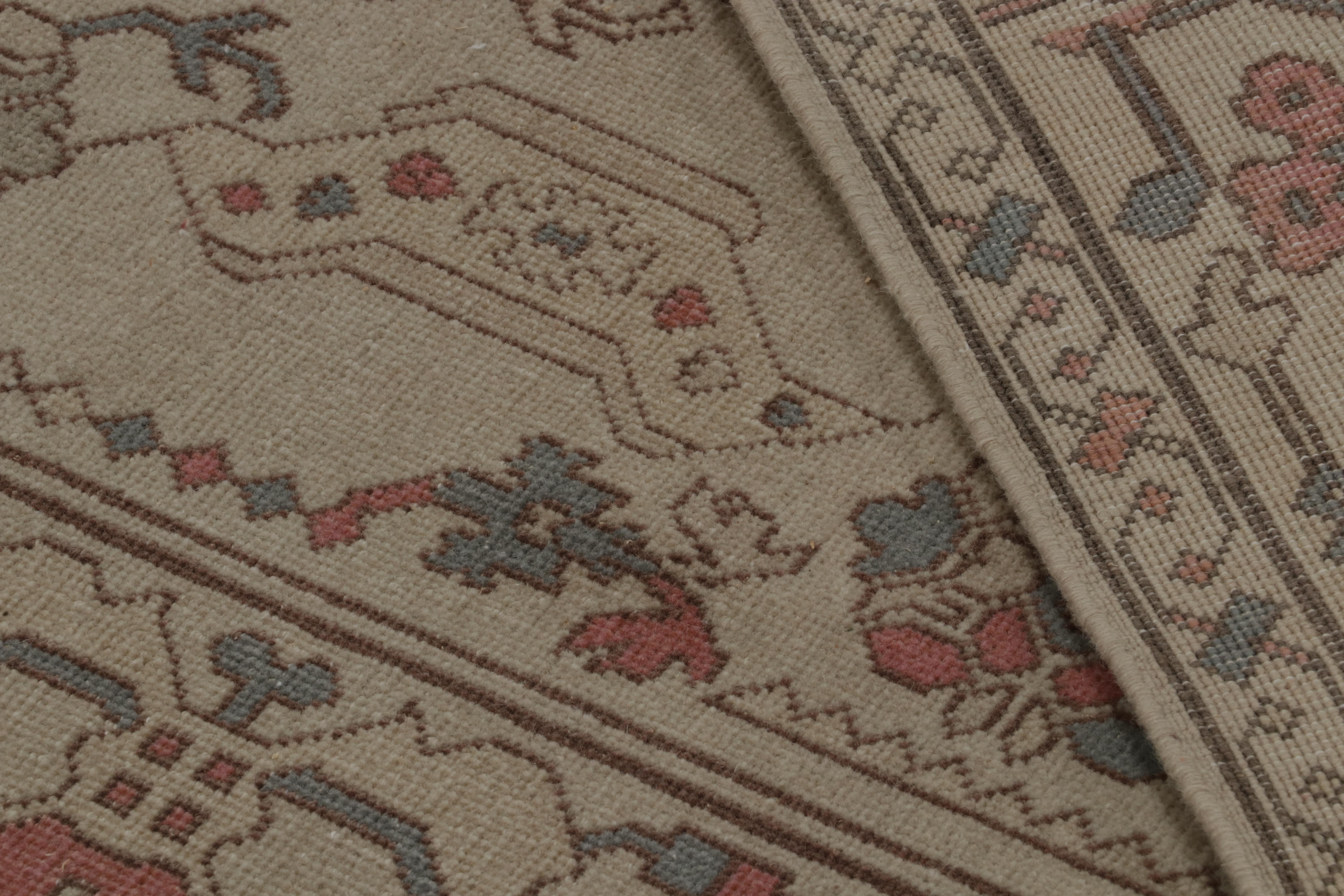 Rumänischer Vintage-Teppich in Beige mit geometrischen Blumenmustern, von Rug & Kilim im Angebot 4