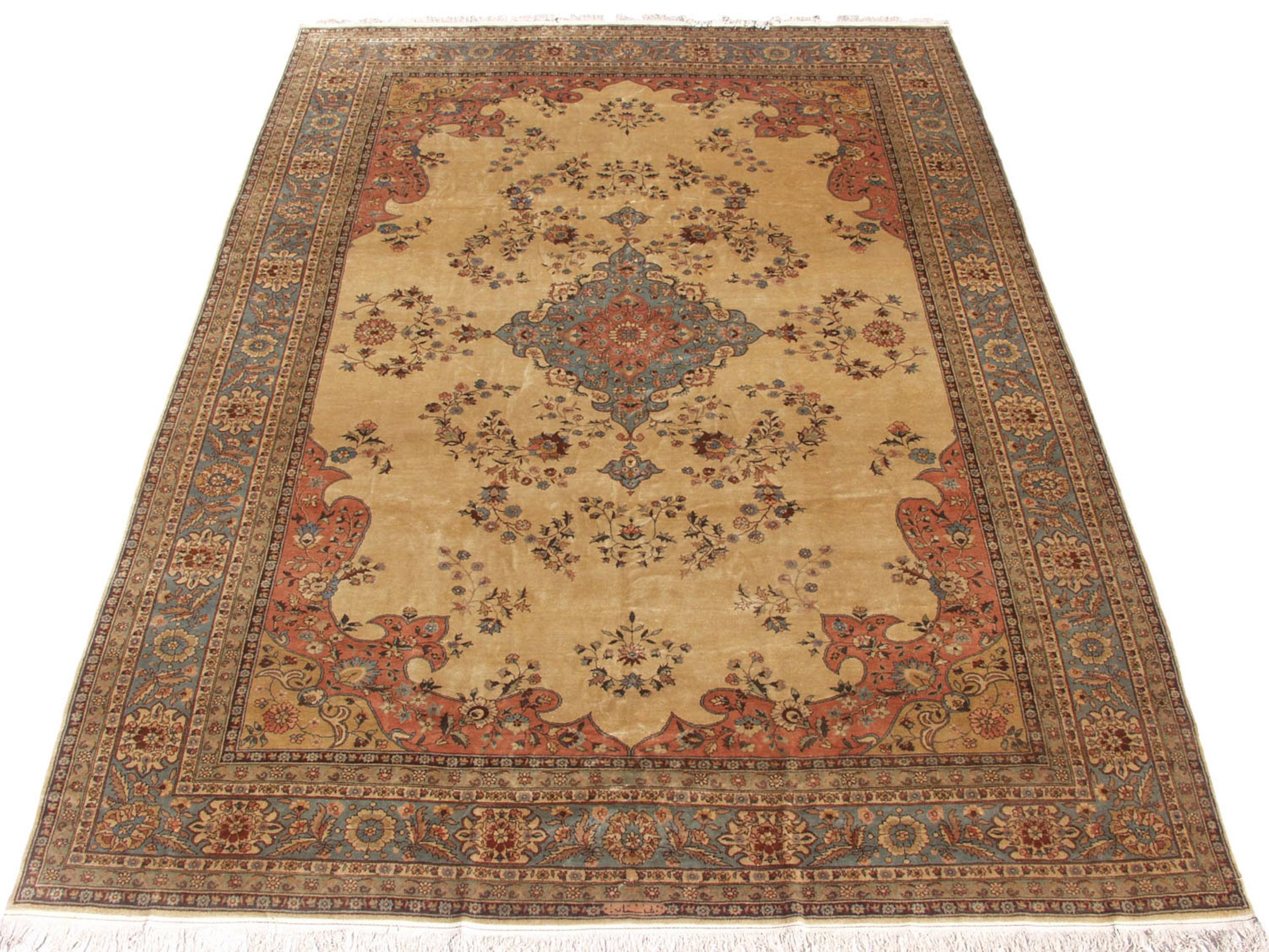 Hand-Knotted Vintage Romanian Tabriz Design Carpet  For Sale