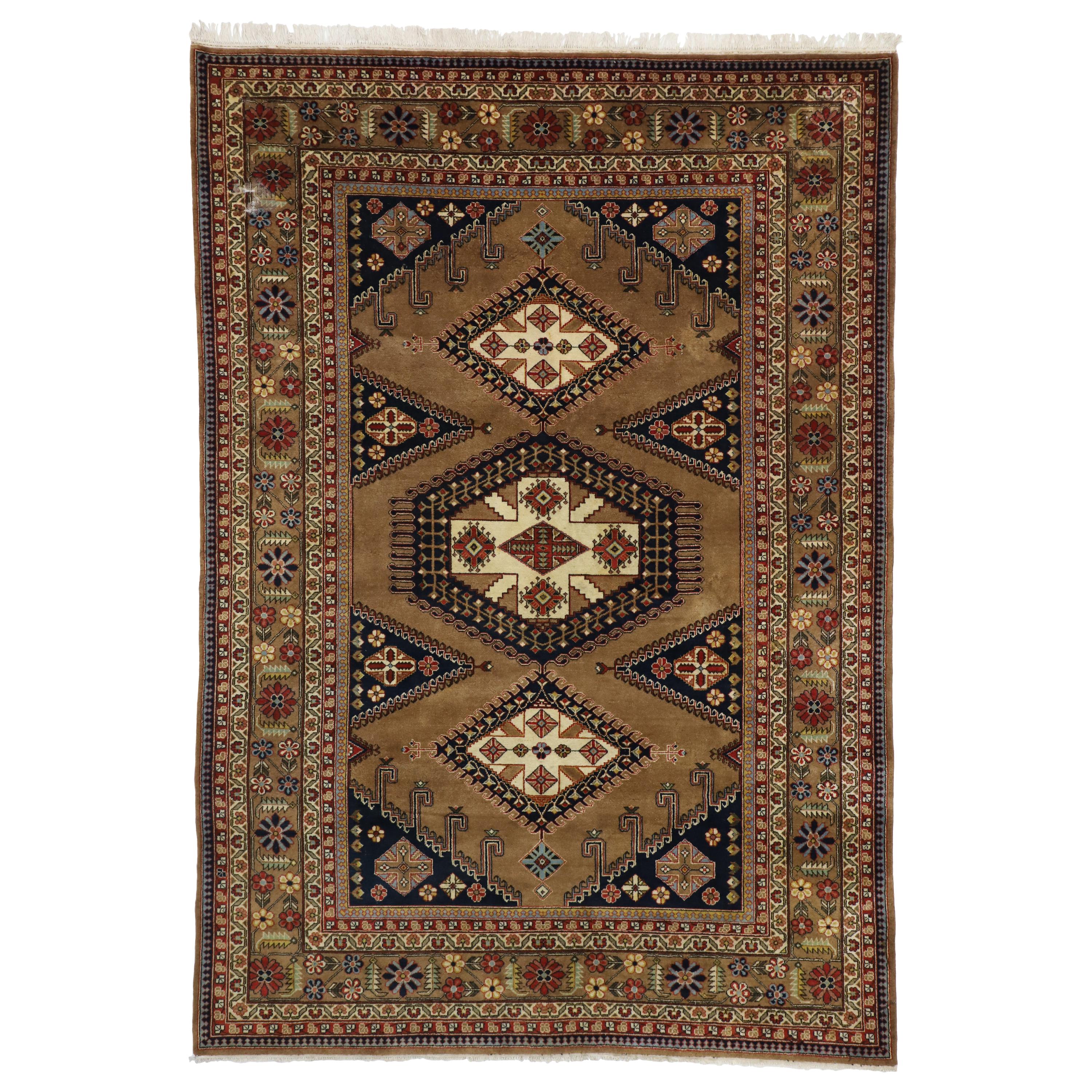 Vintage Romanian Tribal Rug with Adirondack Lodge Style For Sale