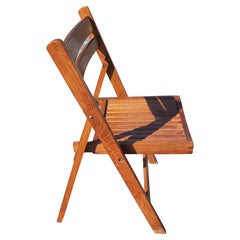 Vintage Romanian Wood Slats Ladder Back Folding Chairs