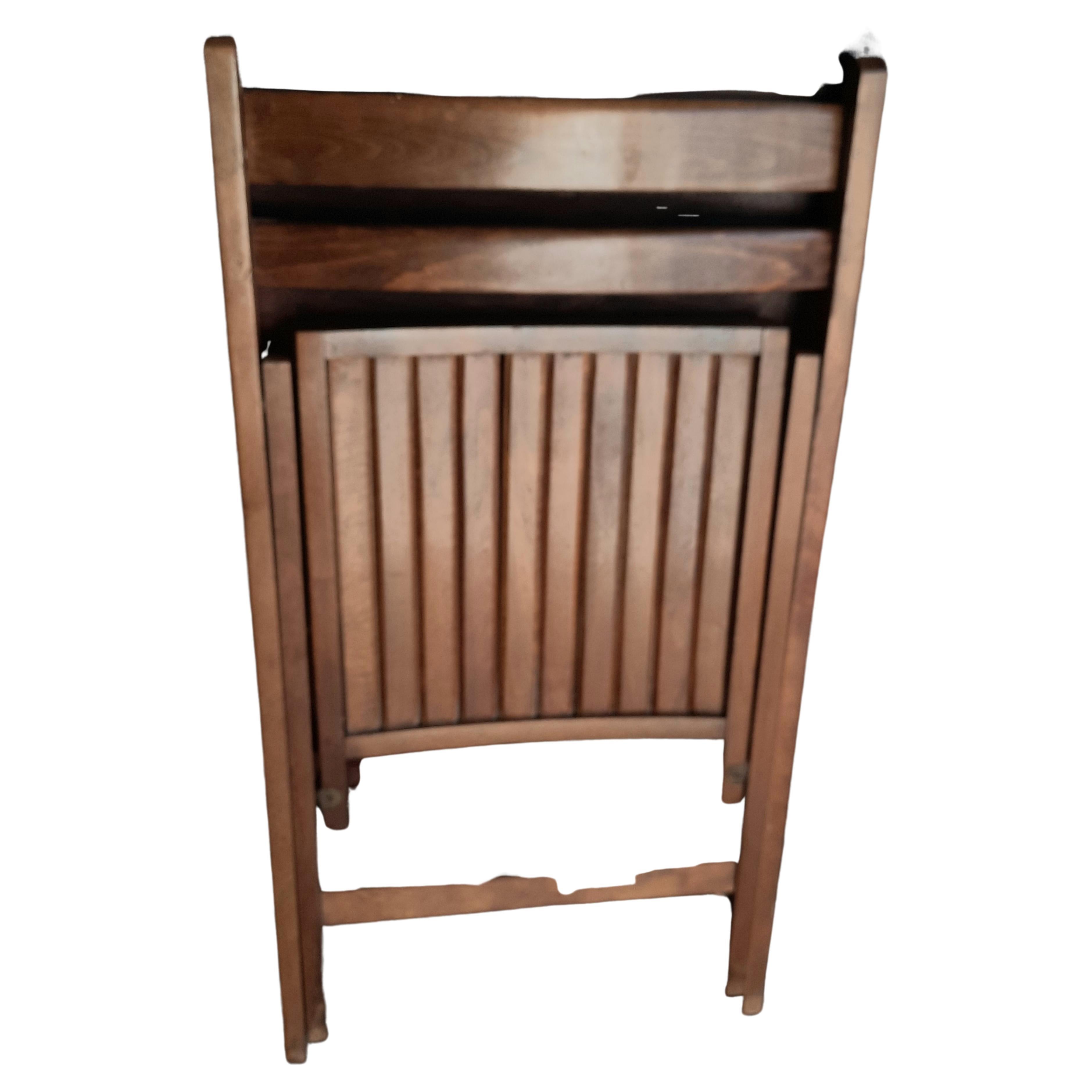 vintage wood slat folding chairs
