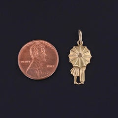 Vintage Romantic Umbrella Charm of 14k Gold