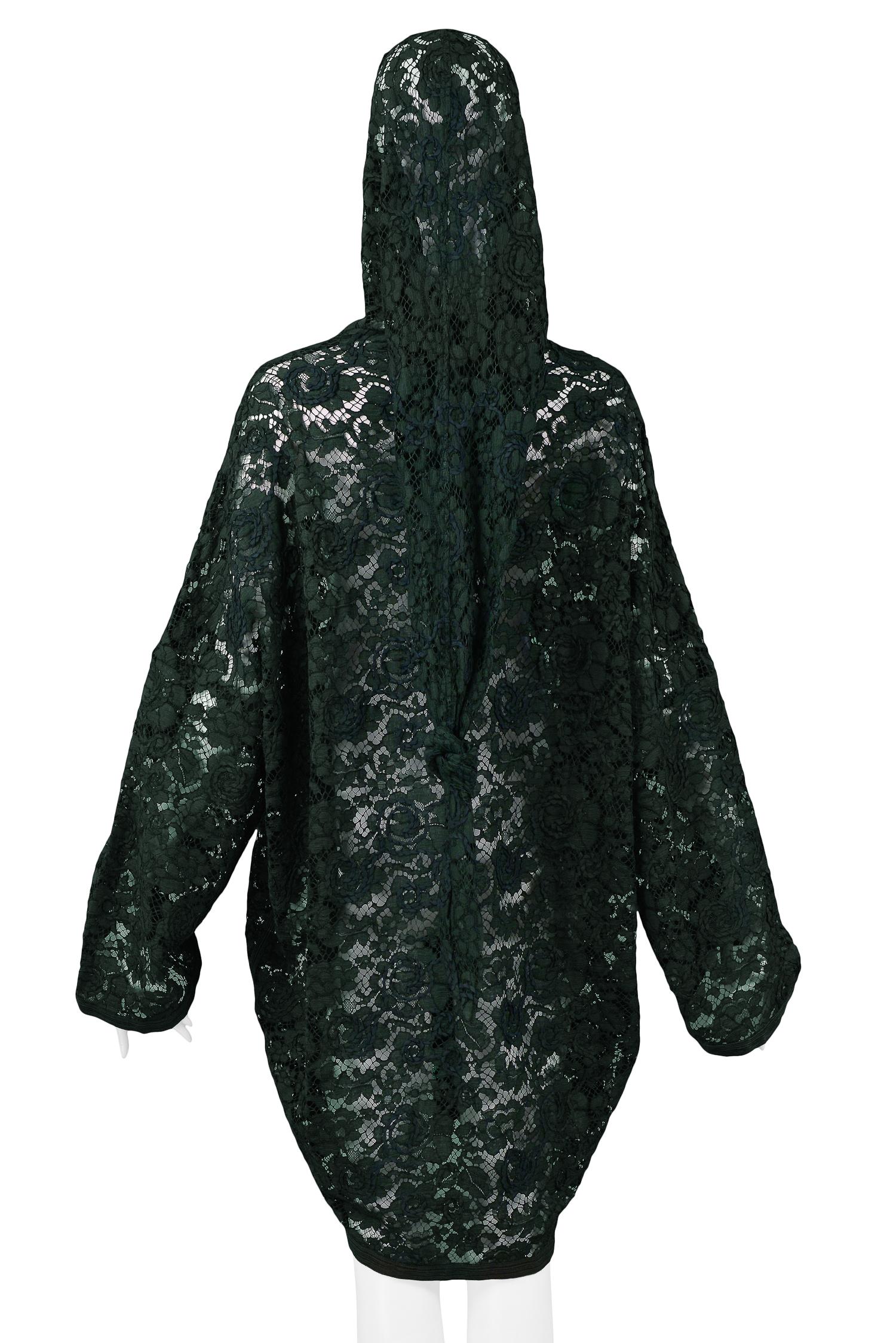 Vintage Romeo Gigli 1990 Green Lace Hooded Jacket 2