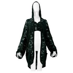 Vintage Romeo Gigli 1990 Green Lace Hooded Jacket