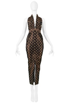 Vintage Romeo Gigli Brown Polka Dot Halter Dress